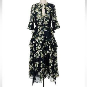 H&M CONSCIOUS Silk Floral Print Ruffle Dress
